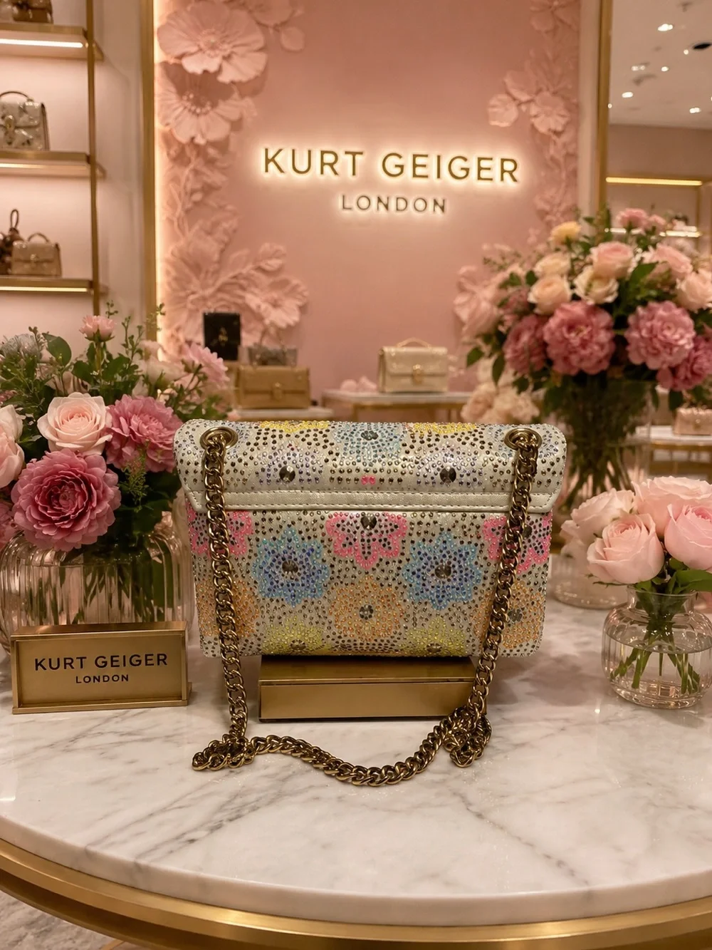 Kurt Geiger Crystal-Embellished Multicolor Shoulder Bag
